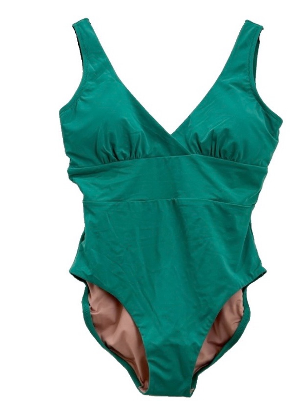 HERMOZA Noni V-Neck Solid Green Sculpting One Piece Swimsuit Women’s US Size 10.